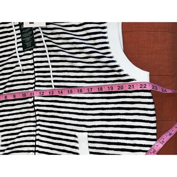NWT Lauren Ralph Lauren Black & White Sleeveless Striped Zip Pockets Women's Hoo - Picture 8 of 11